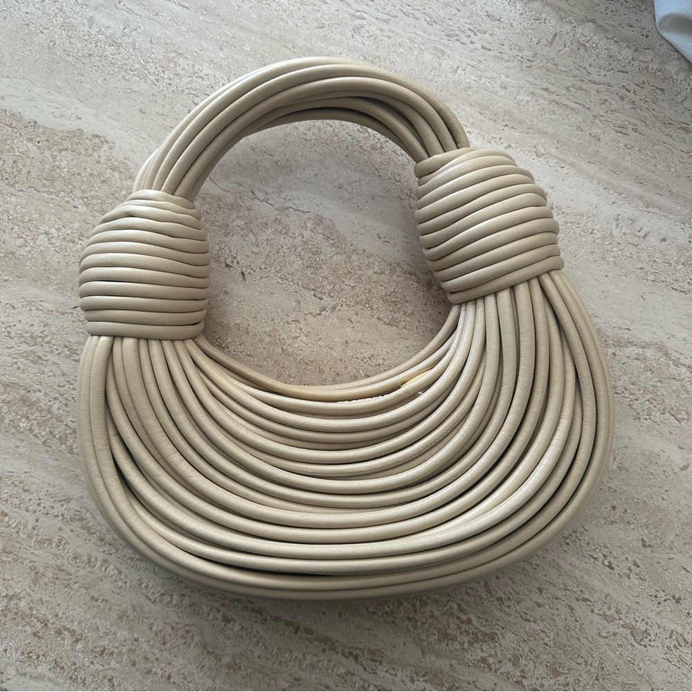 Bottega Veneta Double Knot Leather Bag in Beige